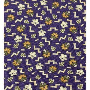 Small Cotton Fabric Piece 18x22" Purple Yellow Daisy & Zigzag Print